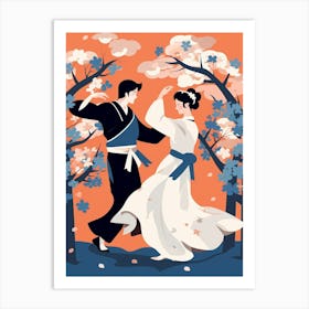 Awa Odori Dance Japanese Traditional Illustration 12 Art Print