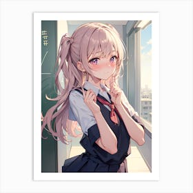 Anime Girl In School Uniform 4 Art Print