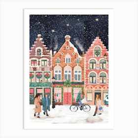 Bruges At Christmas Belgium City Art Print