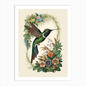 Hummingbird botanical flower beauty 10 Art Print