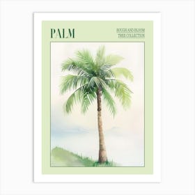Palm Tree Atmospheric Watercolour Painting 4 Poster Art Print