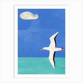 Albatross & Cloud |Summer Inspired Painting of Ocean, Sky and a Seagull| Bird Art Illustration Art Print