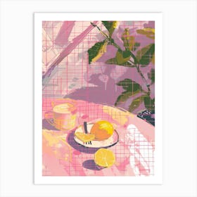 Pink Breakfast Food Lemon Cake 3 Art Print
