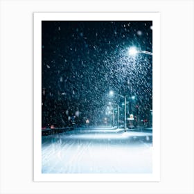 A Magical Winter Scene Layered With A Pattern Of Isolated Snowflakes Caught In A Soft Winter Storm (5) Art Print