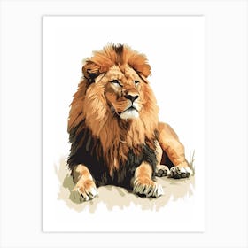 African Lion Resting In The Sun Clipart 3 Art Print