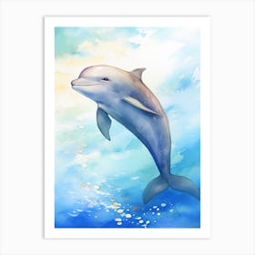 Dolphin In Ocean Realistic Illustration1 Art Print
