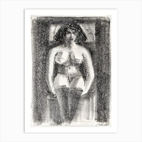 Seated Nude Female Wearing Stockings (1920), Samuel Jessurun Art Print