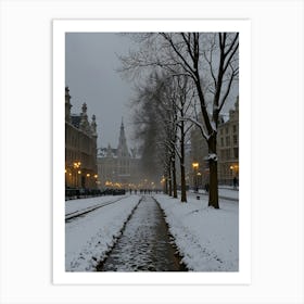 Brussels In The Snow Art Print