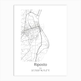 Riposto,Italy Minimalist Map Art Print