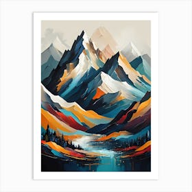 Colorful Mountain Art Art Print