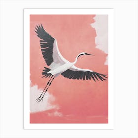 Bird flying pink background Art Print