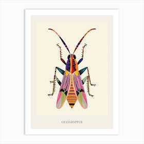 Colourful Insect Illustration Grasshopper 7 Poster Art Print