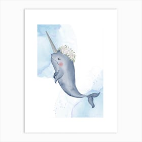 Floral Narwhal Art Print