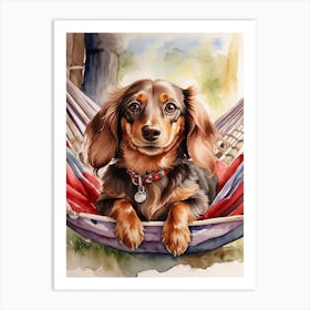 Dachshund In Hammock 2 Art Print