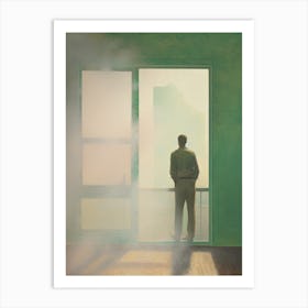 Man Looking Out Of A Window Art Print