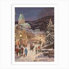 Vintage Winter Illustration Quebec City Canada 4 Art Print