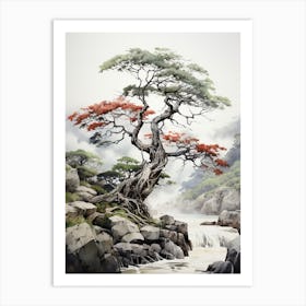 Shikoku Pilgrimage In Shikoku, Japanese Brush Painting, Ukiyo E, Minimal 1 Art Print