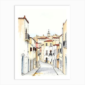 Watercolor Sketch Of A Street 1 Art Print