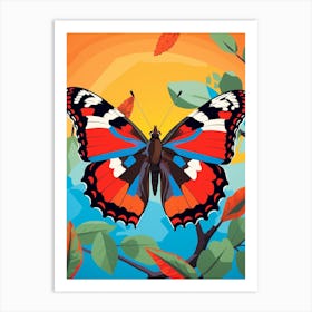 Pop Art Red Admiral Butterfly 2 Art Print