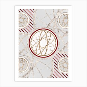 Geometric Abstract Glyph in Festive Gold Silver and Red n.0011 Art Print