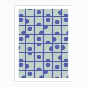 Blue Retro Circles Art Print