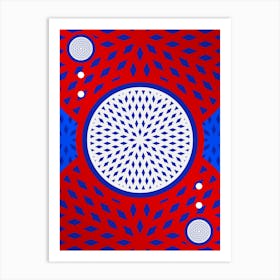 Geometric Abstract Glyph in White on Red and Blue Array n.0061 Art Print