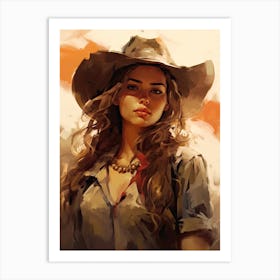 Cowgirl Impressionism Style 4 Art Print