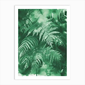 Green Ink Painting Of A Australian Tree Fern 4 Art Print