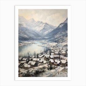 Vintage Winter Painting Banff Canada 4 Art Print