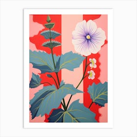 Hollyhock 2 Hilma Af Klint Inspired Pastel Flower Painting Art Print