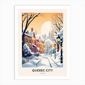 Vintage Winter Travel Poster Quebec City Canada 4 Art Print
