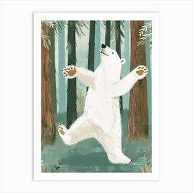 Polar Bear Dancing In The Woods Storybook Illustration 2 Art Print