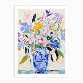 Flower Painting Fauvist Style Periwinkle 2 Art Print