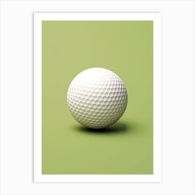 Golf Ball On Green Background Art Print