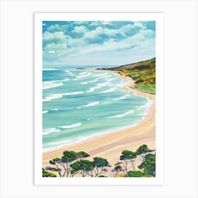 Apollo Bay Beach, Australia Contemporary Illustration 1  Art Print