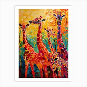 Geometric Pattern Of Giraffes 4 Art Print