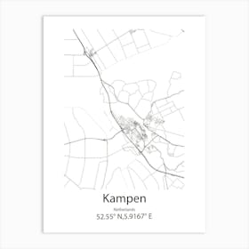 Kampen,Netherlands Minimalist Map Art Print