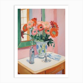 A Vase With Gerbera, Flower Bouquet 1 Art Print