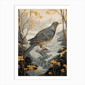 Hermit Thrush Gold Detail Painting Art Print