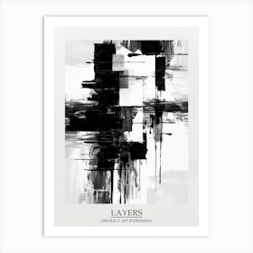 Layers Abstract Black And White 4 Poster Art Print