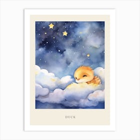 Baby Duck 2 Sleeping In The Clouds Nursery Poster Art Print