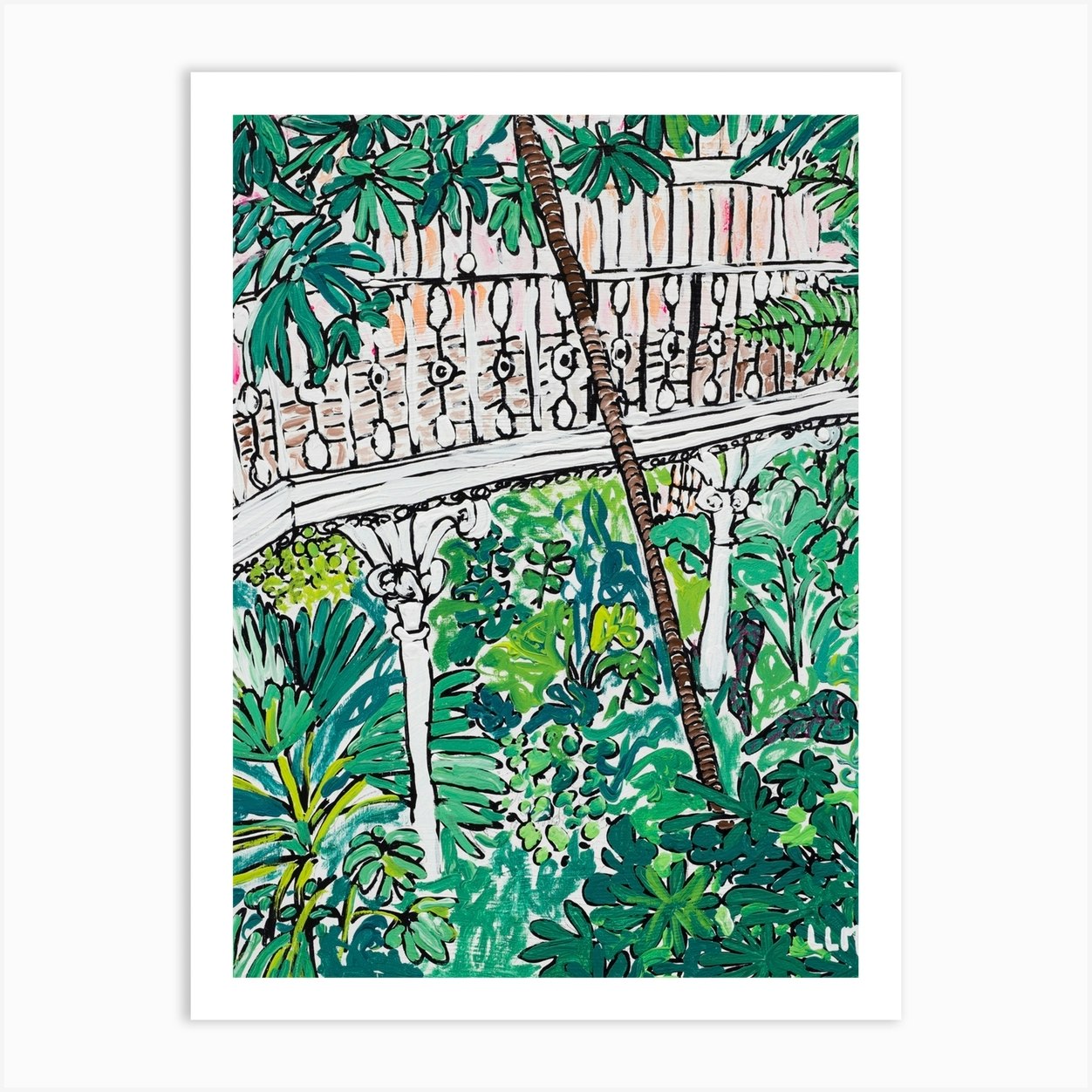 Kew Gardens Sunrise Jungle Painting Art Print By Lara Lee Meintjes