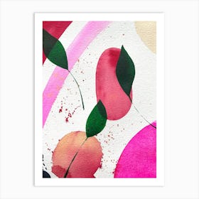 Pink and Green 2 Abstract Watercolor Painting Art Print