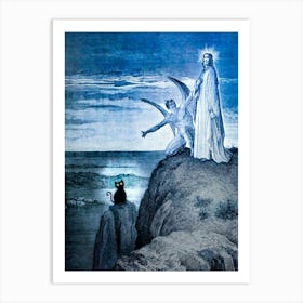 The Temptation of Jesus - Black Cat Gustave Dore Parady - Funny Art Print