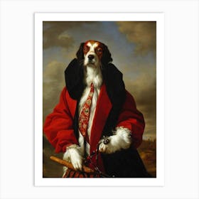 Irish Red And White Setter Renaissance Portrait Oil Painting Art Print