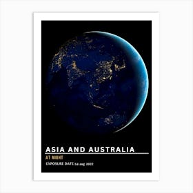 Asia And Australia At Night 1 Art Print