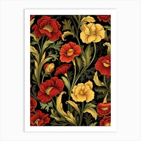 English Primrose 4 William Morris Style Winter Florals Art Print