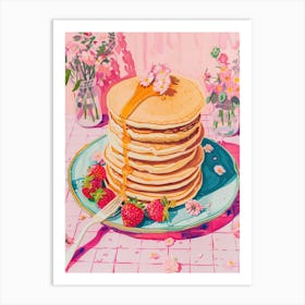 Pink Breakfast Food Pancakes 1 Art Print
