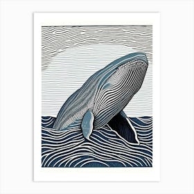 Detailed Whale Linocut Art Print