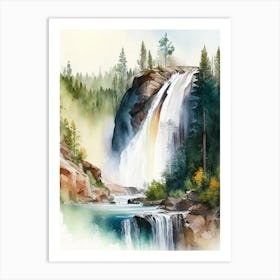 Grizzly Falls, United States Water Colour  (2) Art Print
